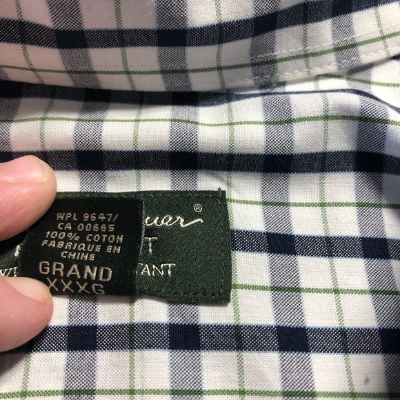 Mens Button Down Navy and White Plaid Shirt - Picture 4 of 4